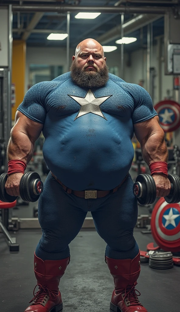 old korean samurai superhero jumping in the air angry gray hair super heavy bodybuilder flexing his muscles A full body obese bodybuilder with a very sweaty body An extremely muscular and extremely fat old man over 70 years old weighing over 600 pounds Very muscular and very hairy with large sagging pecs with dark nipples and gynecomastia floating in outer space with a nebula in the background wearing a very tight silver latex suit with a silver cape