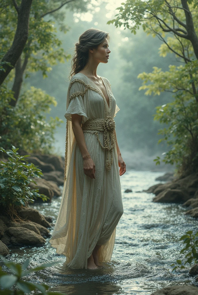 (Emma Watson)
(((Sexy Slave, Jabba The Hut))), (star wars) red slit slave leia dress, enchanted forest at twilight, ethereal light filtering through ancient towering trees, vividly detailed lush undergrowth, mystical creatures lurking in the shadows, sparkling fairy lights weaving through the foliage, a crystal-clear stream with water so pure it glows, cascading waterfall in the background with magical properties, fantasy wildlife drinking at the water's edge, highly detailed, photorealistic textures on every surface