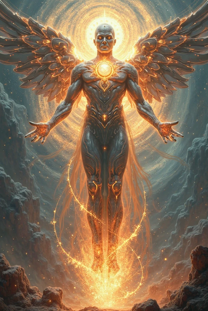 guts,metatron,(best quality:1.2),splendid,magnificent,high contrast,hyper-realistic,surrealistic colors,vibrant colors,impressive details,ethereal lighting,metallic textures,dramatic atmosphere,dynamic composition,majestic scale,explosive energy,elevated perspective,extraordinary power,awe-inspiring presence,divine intervention