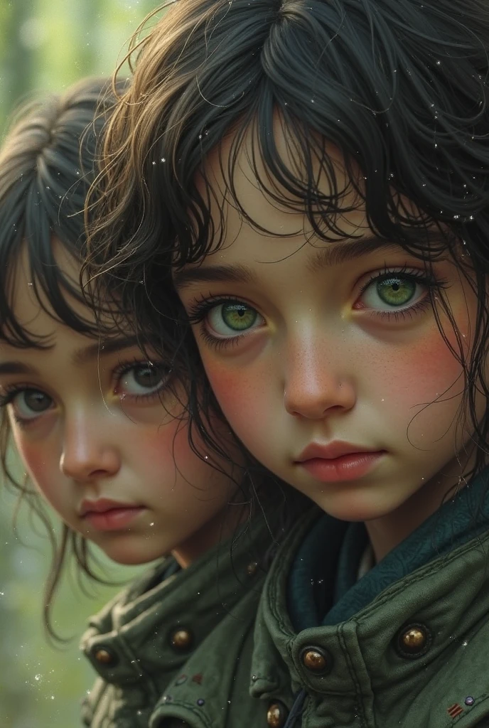 Deep in the forest,There was a little girl,Look up at the sky,Sunlight shone through the bushes of the forest and hit the little girl's face