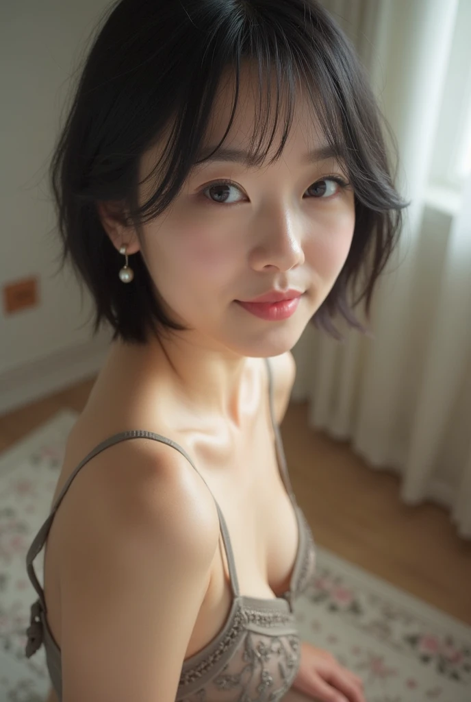 (masterpiece,Distinguished Quality,Mirror-like,Cinematic Experience,insanely detailed,absurdres),8k,wallpaper,,(Best illustrations:2.0),(One Woman:2.0),Japanese,(,(Short Bob:2.0),(Beautiful Eyes),(Detailed face),((masterpiece:1.3), (8k, photorealistic, RAW photo, best quality: 1.4), (1girl), beautiful face, (realistic face), (black hair, short hair :1.3), beautiful hairstyle, realistic eyes, beautiful detailed eyes, (realistic skin), beautiful skin, (full nude), absurdres, attractive, ultra high res, ultra realistic, highly detailed, golden ratio, small breasts ,white background , , looking at viewer, (small breasts:1.8) ,full nude , cleavage:1.5 , ,Shy smile, glare , , white background , glare:1.2 ,shyness :1.2 ,( pussy line:1.5 ), (spread pussy:1.5) , nsfw:1.5 , (spread legs:1.5 ),