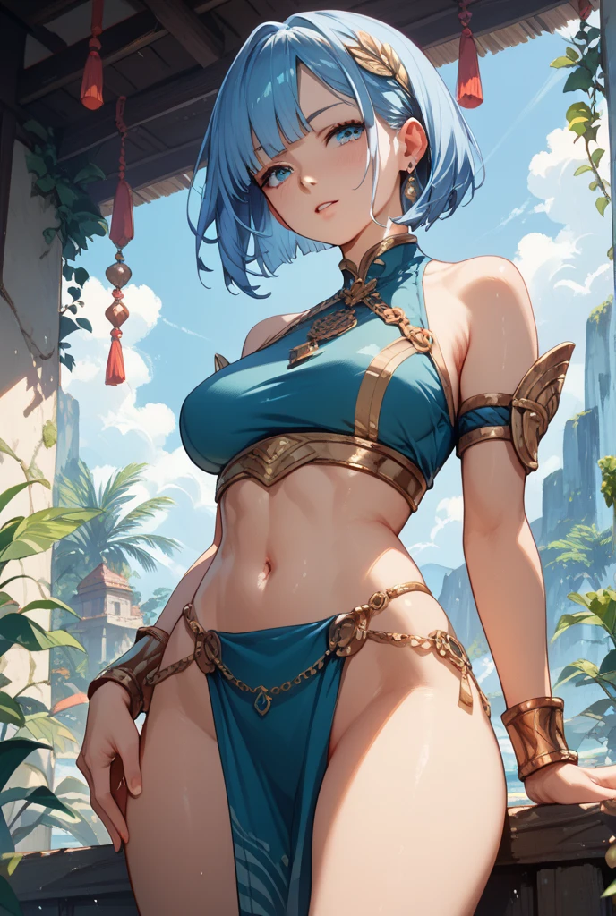 ((Best quality)), ((masterpiece)), ((highly intricate details)),beautiful, high quality, highres, absurdres, light difussion, intricate details, complex details, ((anime)), (anime:1.2) , (perfect face:1.3), extreme detailed eyes, colorful, highest detailed, vibrant colors, high contrast, (8K UHD:1.2), (photorealistic:1.2),(masterpiece:1.4), (best quality:1.4), realistic,(best quality, ultra-detailed, (cat-beast hunter:1.8),
(A cat-beast hunter who lives in a lush forest. He wears elaborate and beautiful ornaments made of plants. His eyes are brightly colored and shining. Moonlight shines through the dense forest. Detailed drawing. Vivid colors. High image quality:1.5),
(The protagonist looks up at the A large tree from below: 1.2),
(Vivid colors:1.1), (paradise nymph:1.2), (Glowing butterfly:1), (glowing petals:1.1),
(mandala:1.1), (pattern:1), (design:1), (spiral:1), (Colorful floral pattern:1),
(Wormhole world:1.1),
(masterpiece:1.3), (illustration:1.1), (best quality:1.1), (best aethetic:1), (beautiful art:1.2), (ultra-detailed:1.2), (8k), (HDR), (sharp focus), (intricate),LowRA
, clean body, abs, (body builder:1.5),muscular,beautiful muscle,((female,girl)),busty,curvy,sexy,((big eyes,perfect eyes, beautiful eyes))