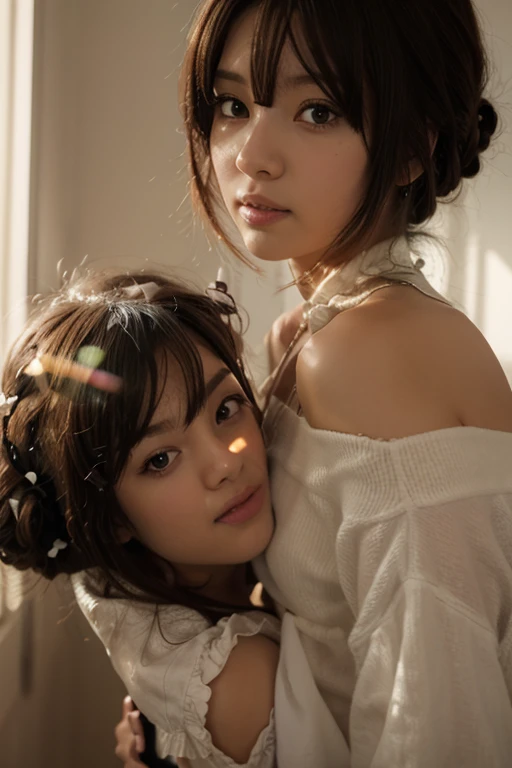 ((highest quality, masterpiece :1.3)), Photorealistic、Ultra-high resolution、Natural skin texture、Hyperrealism、Reflection from the waist up、Beautiful Japanese girl in her early teens、One girl、Nightgowns with transparent skin、Lying in bed、Frightened expression、Tears flowing