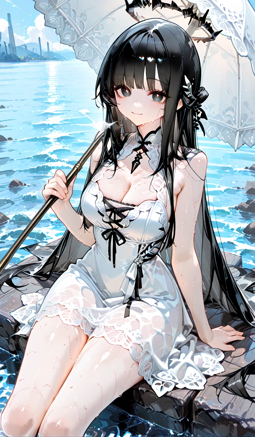 {{masterpiece}}, The best quality of life, 、Dark brown long hair down to the waist、Anime Girls with brown long hair, Cute female anime visuals,Anime full body illustration, Anime Moe Art Style, Anime characters, (Anime Girls)、(Green Eyes）、Expressionless adult woman、Small Necklace、((White background))、Black Bikini、Grey shorts、A light jacket、Green anklet、A woman standing in white sandals、Larger bust size