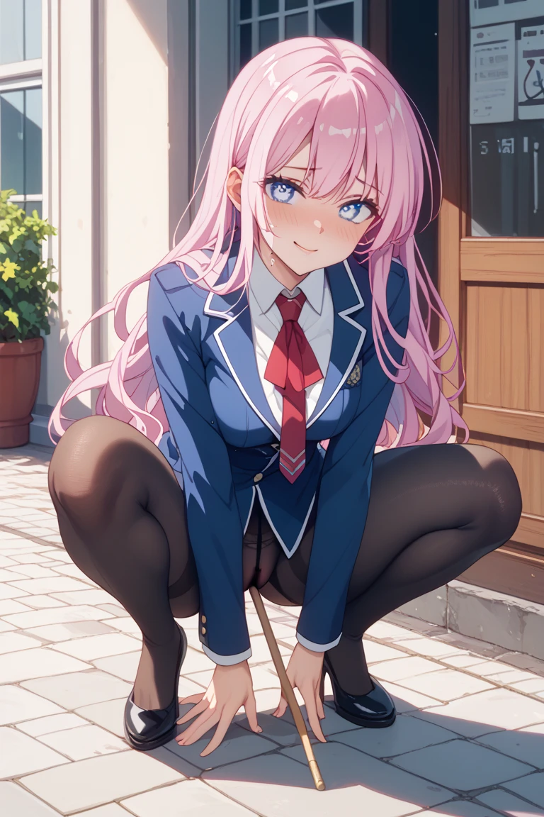 (Rear insertion position, ), Pink Hair, Long Hair, Cute Hips, lure, ,(Blazer 、Long Check Skirt、Sexy Shorts、Garter Stockings), (Turn around and put your hands on the wall), Bend、nsfw、BREAK Perfect Anatomy、highest quality、(cute:1.1)、(cute)、(High resolution:1.2)、Unbelievably absurd:1.3、Incredible illustrations、(cuteイラスト:1.2)、Beautiful background、(1 girl) 、solo)、(10th Generation、JK、Loli face、Small breasts:1.2)、slender、、(skirt lift,upskirt,from behind),、(tooth:0.6)、Cheeky 、Eye highlights、A confident smile、