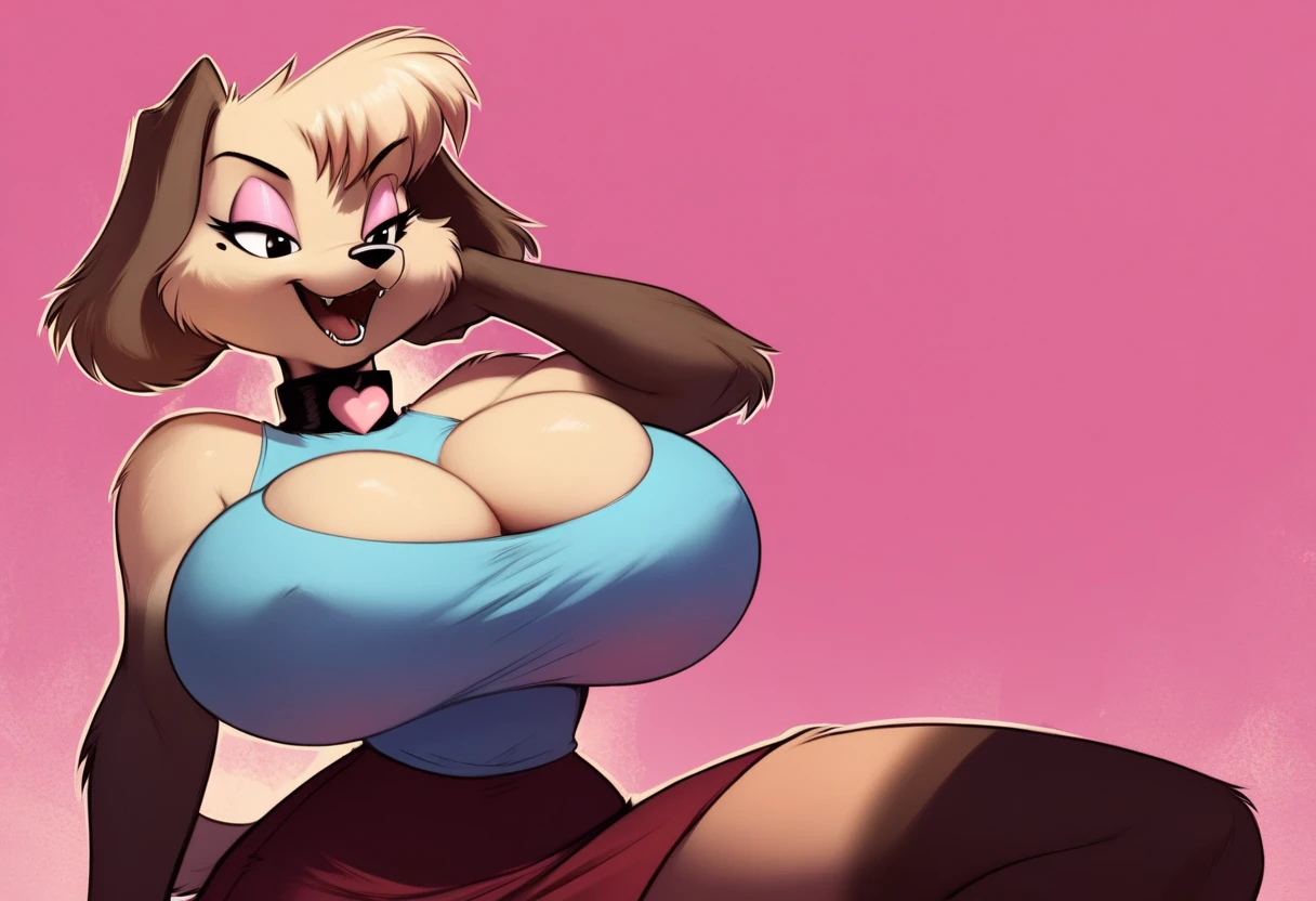 masterpiece, best quality, one girl, solo, detailed face, looking at the viewer, black eyes, seductive smile, gold hoop earrings, cleavage, 5 fingers,
 Detailed skin texture, (blush:0.5), (goosebumps:0.5), subsurface scattering, detailed skin texture, (blush:0.2), (goosebumps:0.3), subsurface scattering, sexual expression, panties, long stockings, pink shirt, blush, hearts in eyes, retro background, white panties, lying on bed