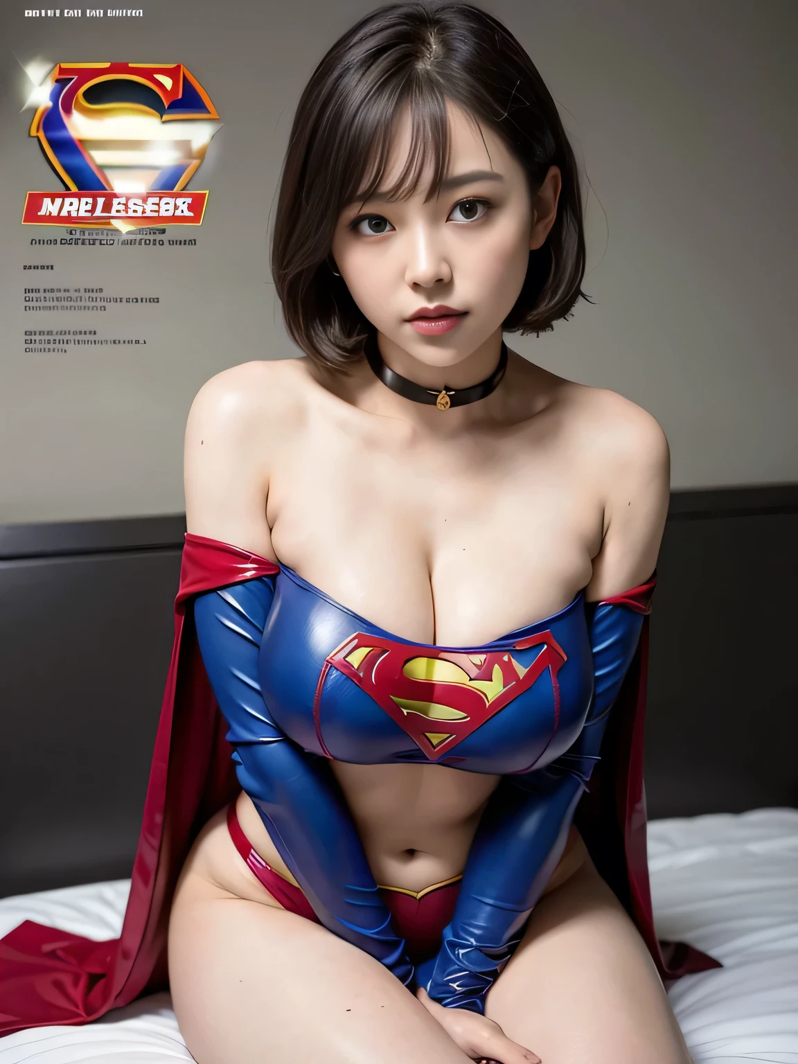 masterpiece、supergirl costume、short hair、barefoot、big and full breasts、hospital、masturbating in bed、sexy pose、athlete、shiny、looking at camera、Seduce、choker、long sleeve、red mini skirt、Weekly magazine cover、Sculpture Magazines、sweaty、radical、