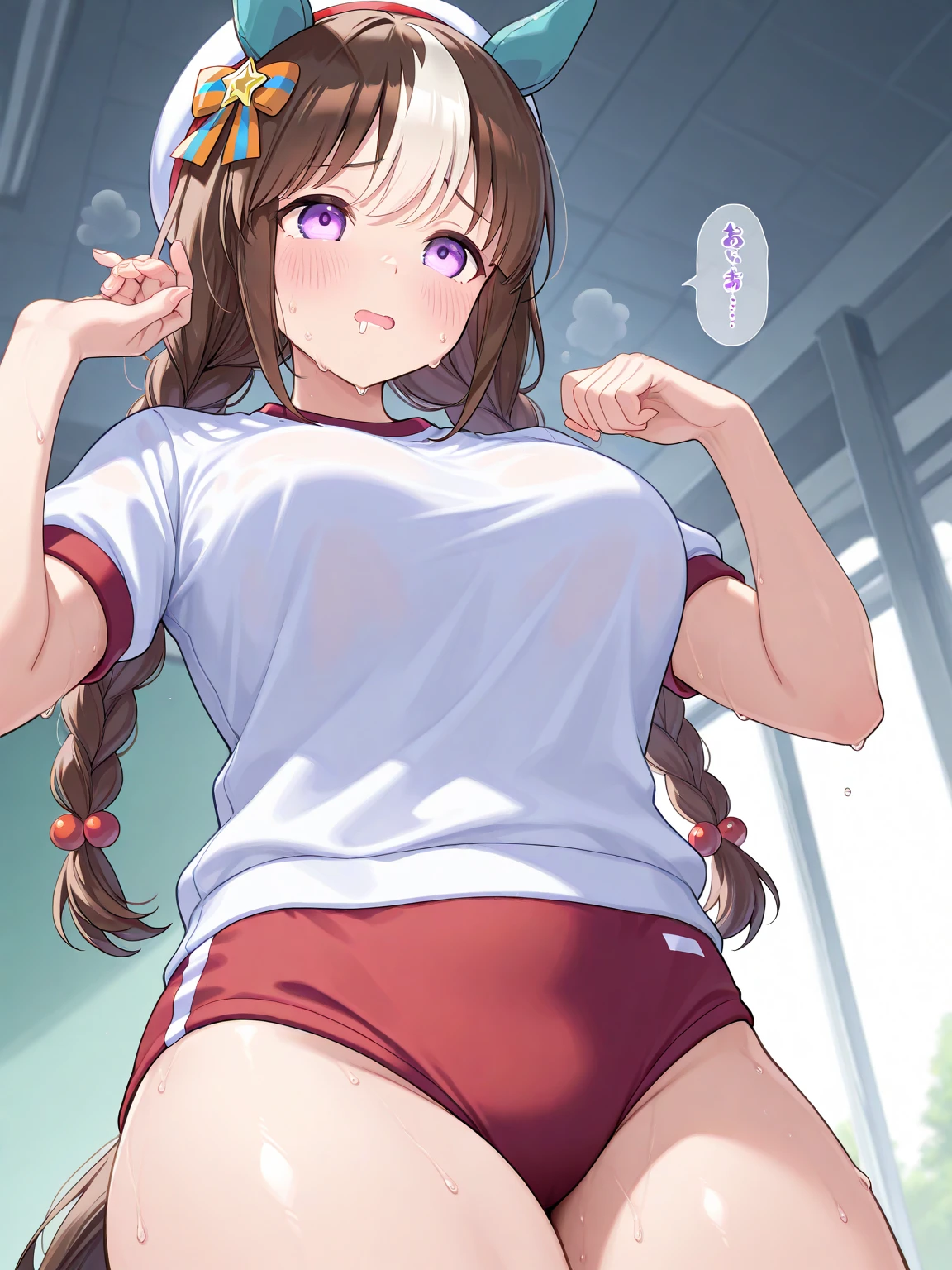 Woman body defined thick thighs body parts short underwear ochako uraraka, huge chest,