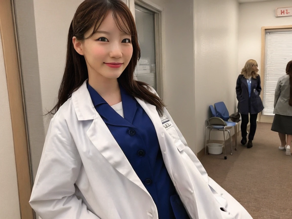 ((Realistic lighting、top-quality、8K、​masterpiece:1.3))、Clear focus:1.2、1girl in、beauty with perfect body:1.4、Slim abs:1.1、((dark brown  hair、Colossal tits:1.3))、(Wearing ultra-thin blue lace underwear:1.4、Gray stockings:1.2、)、(outside of house、natta:1.1)、the city street、Super fine face、Narrow-eyed、二重まぶた、Put your hands on your head、Nurse、校服、Nurse、Female doctor、Lying on the examination table in the hospital、Open your crotch、Seduce me with a sexual expression、Detailed mouth、Japan at 25 years old、Ass big(((Beautiful dental hygienist)))、(((Appearance during treatment)))、(Don't wear panties)), (((Leaning forward to look into the patient)))、(((Independent lab coat)))、