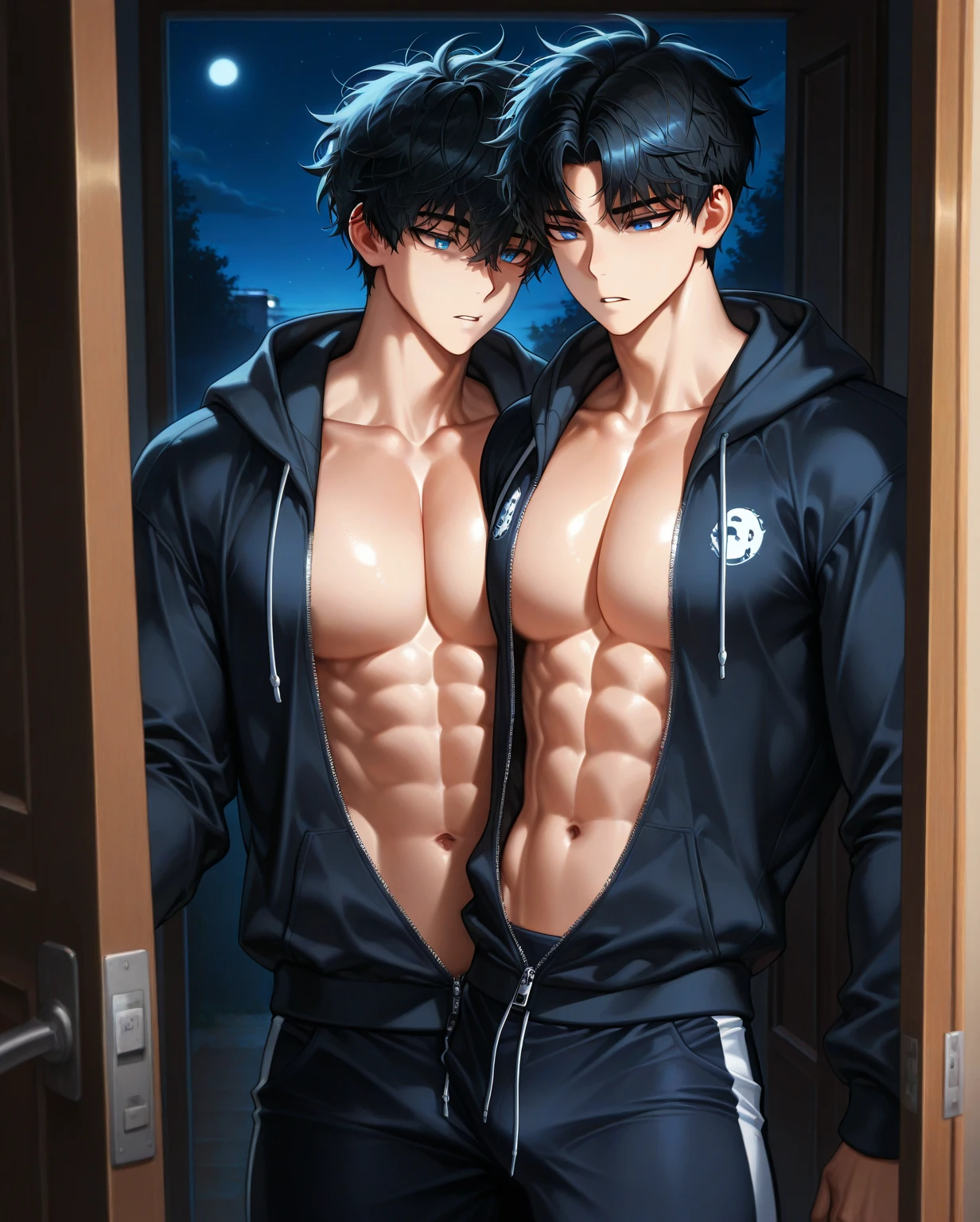 1guy, Male face, Male body, Underwear, Mokkori、M-shaped legs、shame、A smile、perspiring