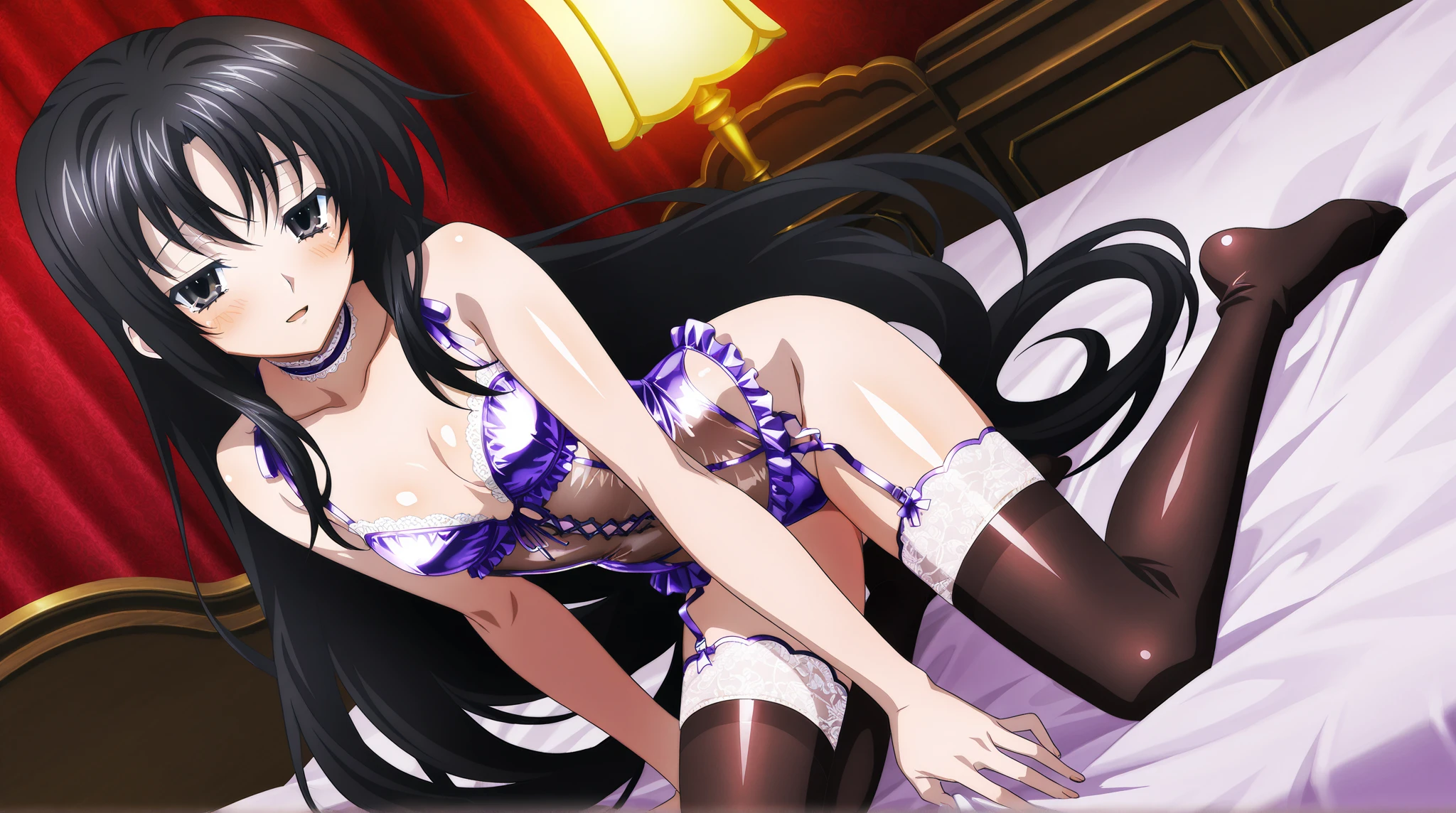 (masterpiece),(best quality),(ultra-detailed),(best illustration),(best shadow),(absurdres),(detailed background),(very aesthetic), 1girl, solo, mayuzumi fuyuko,ahegao, open mouth, looking at viewer, open mouth, brunette eyes, long hair,darkpinkmetallic very microbikini,covered nipple,creampie,night background,onthebed,lying,spread legs,(cum,cumshot),dimroom