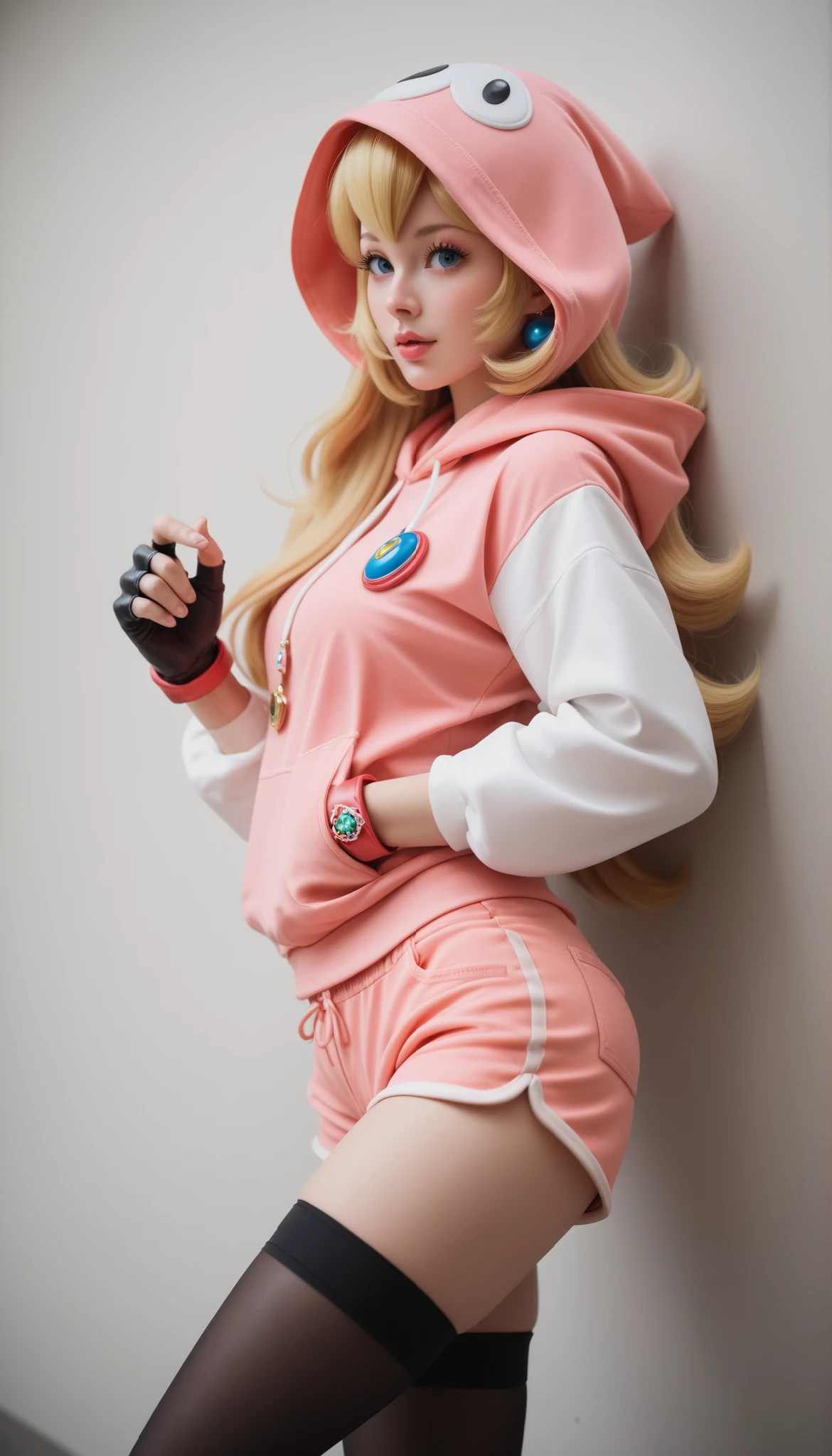 (detailed eyes:1.3), Beautiful Lighting, (real skin), <lora:Tool - Detail up:1>, <lora:y:1>,  (1girl:blue  eyes, blonde hair), <lora:age_slider-LECO-v1:-4>, 
(outdoors, alley:1.3), hoodie, (dolphin shorts:1.2), black choker, short sleeves,
 <lora:bt80hast:0.4>, bt80hast, bubble ponytail, cowboy shot,