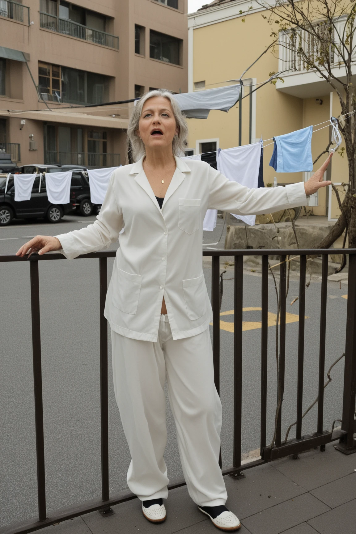 old woman in transparent, underwear, kazashka, professional filming