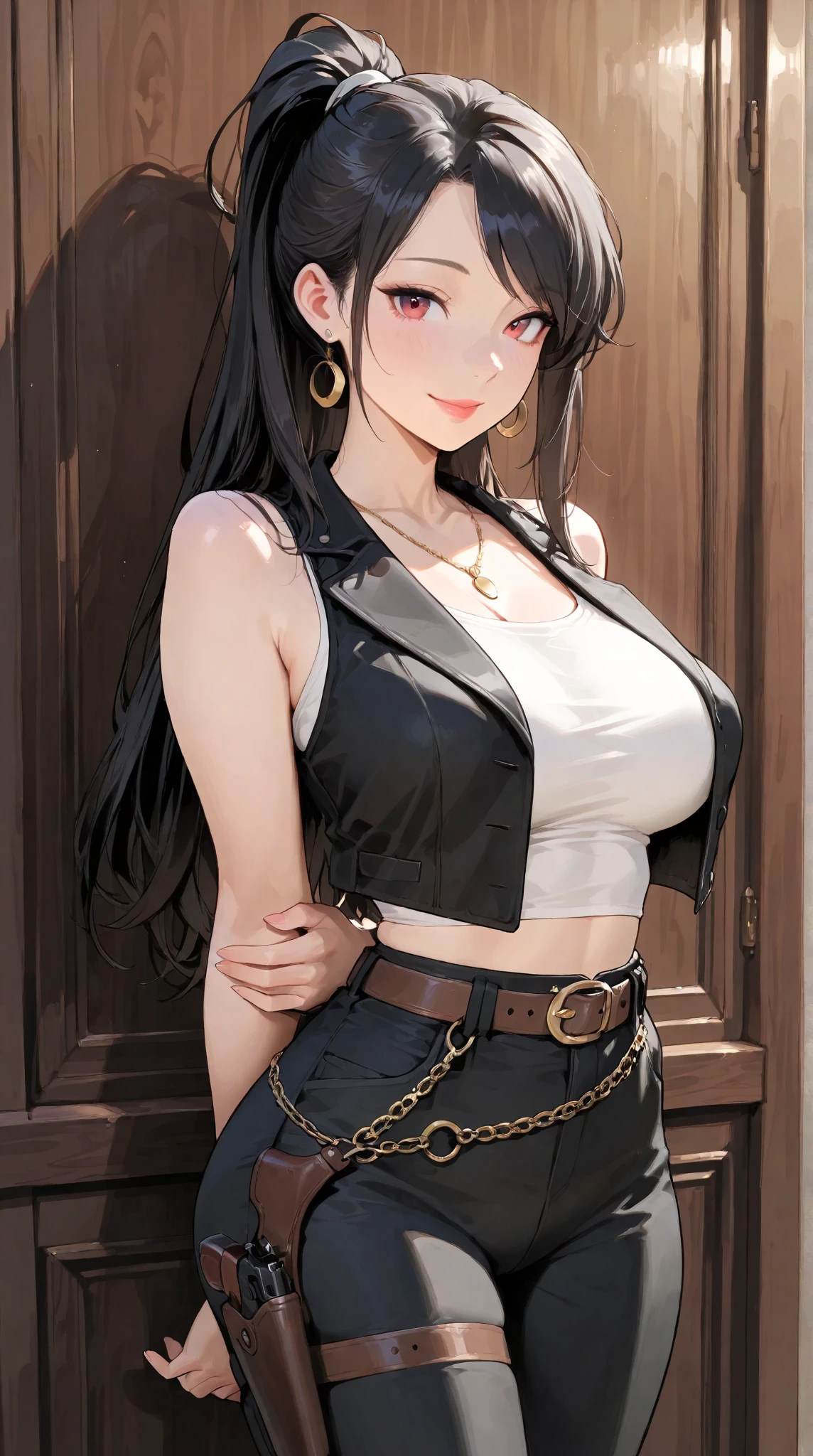 (((masterpiece))),(((High resolution)))、(((8K quality)))、(((perfect face)))、(((Korean idol))), ((sleeveless)), ((pants)), look at the camera, ((top quality eyes)), detailed face, (detailed texture), look at the camera, big tits
