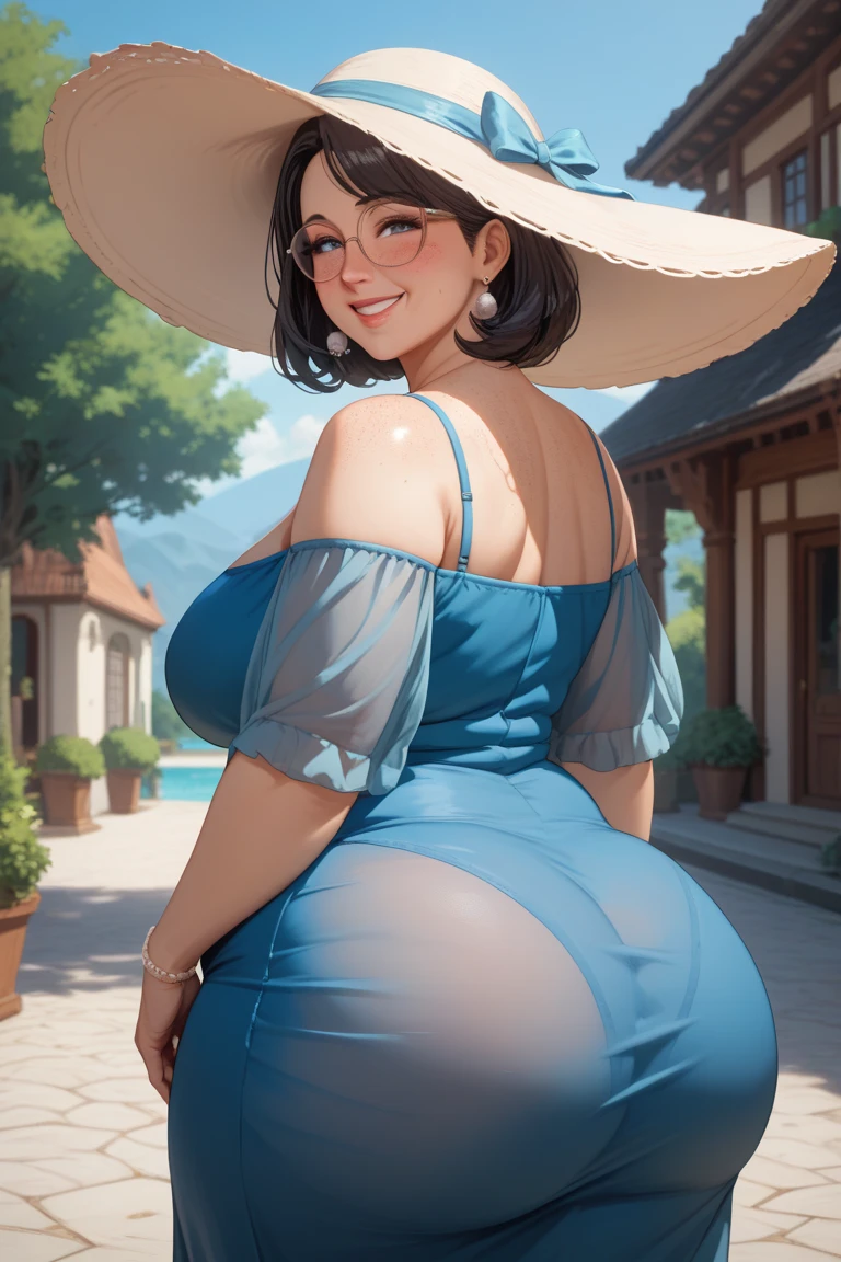 1 girl, 30 year old girl, Walking, round breasts, big , wide thighs, thicc, big booty, big ass, In a tight dress, Cartoon, 8K, 4K, HDR