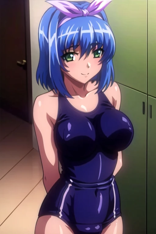 Beautiful young teenager, 1girl, green hair, blue eyes, extremely short hair, freckles on face, happy, mouth wide open, tongue out, blushing, thin frame eyeglasses, thick lips, full lips, huge ass, extreme cleavage, deep cleavage, very thin body, strapless corset, sleeveless, bare arms, midriff, choker, tiny pleated miniskirt, thigh high legwear, perfect anatomy, full body view from above, fancy apartment background, detailed background, ultra-detailed, 4k, 8k, best quality, masterpiece