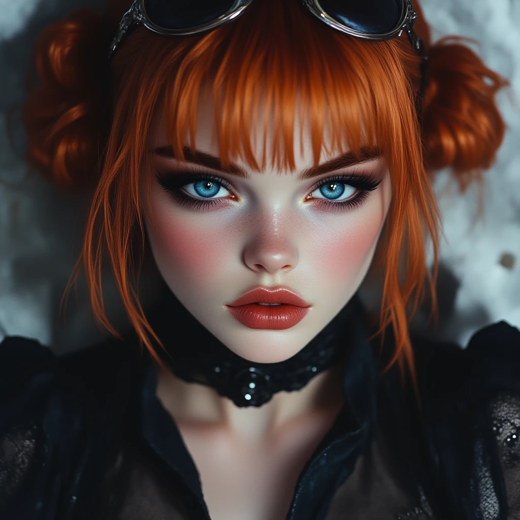 [(ulzzang 1.1:0.1), (pureros:0.1):-0.05], (semi realistic:1.3), (dynamic pose:1.2), (colorful anime character hair:1.35), (cosplay:1.35), (masterpiece:1.2), (best quality:1.15), (1girl:1.2), (solo:1.2), (erotic:1.2), (korean mixed, kpop idol:1.3), (masculinity:1.25), (angular face:1.2), (choker+short skiny_outfit vintage gothic frill dress:1.1), (femme fatale:1.3), (upturned eyes:1.3), (thick eyebrows:1.1), (long Eyelashes+smokey eyeliner+eyeglitter+red eyeshadow+gloss lips+erotic sexy glitter makeup:1.1), 15 years old girl, teenager, (depth of field:1.1), (supreme quality beautiful face:1.3), (supreme quality beautiful bright eyes:1.3), (supreme quality hyper realistic texture human skin:1.3), (freckle, flush, blemish, fine wrinkles, pores, veiny, complexion:1.12), (lively skin, rough skin, dirty skin:1.15), (hyper extreme supreme quality beautiful women:1.1) (complete eyes, complete face:1.1), (realistic lighting, cinematic lighting:1.1), (simple background:1.25)