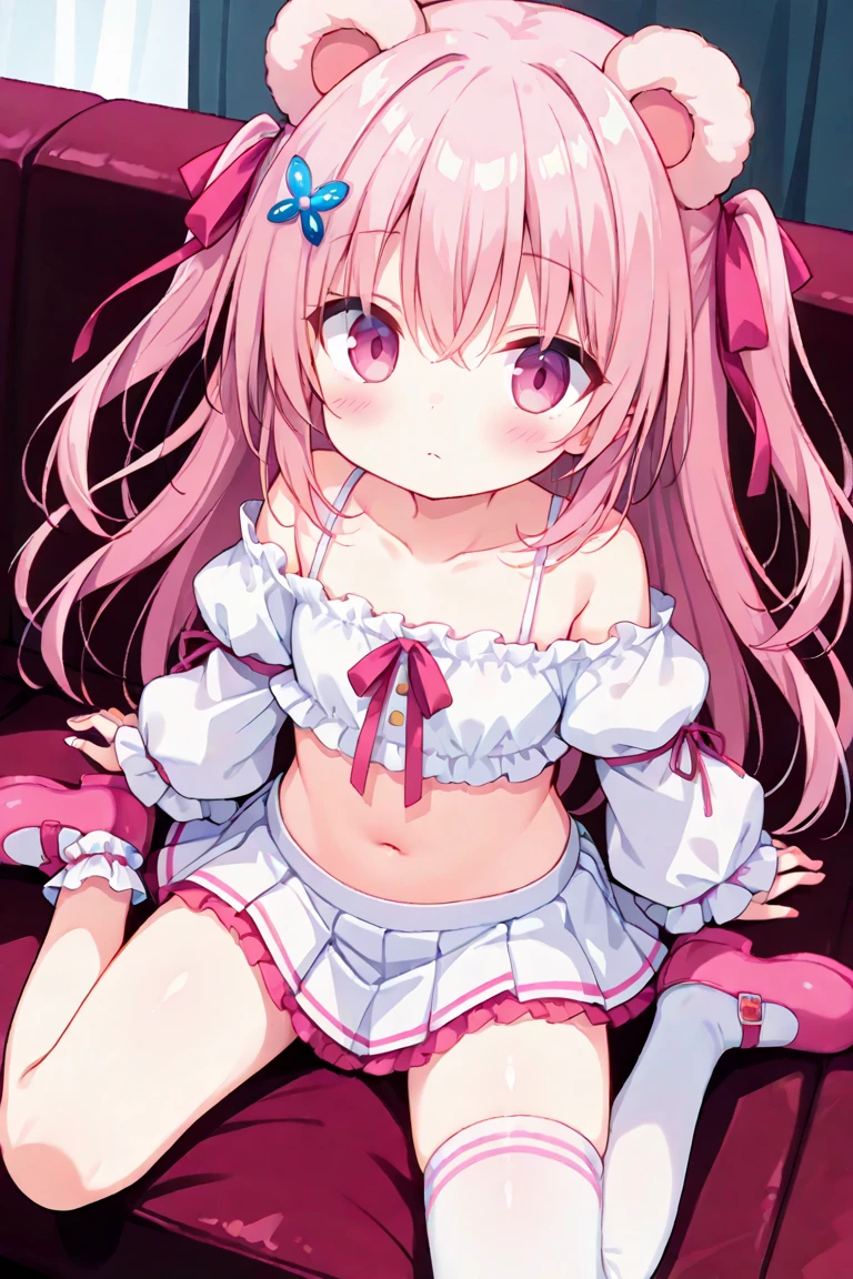 cute, pink hair, twin tails, fantasy wonderland, 1 girl, Green pupils,Stinking eyes, fine, whole body, looking at the viewer, dynamic angle, game CG