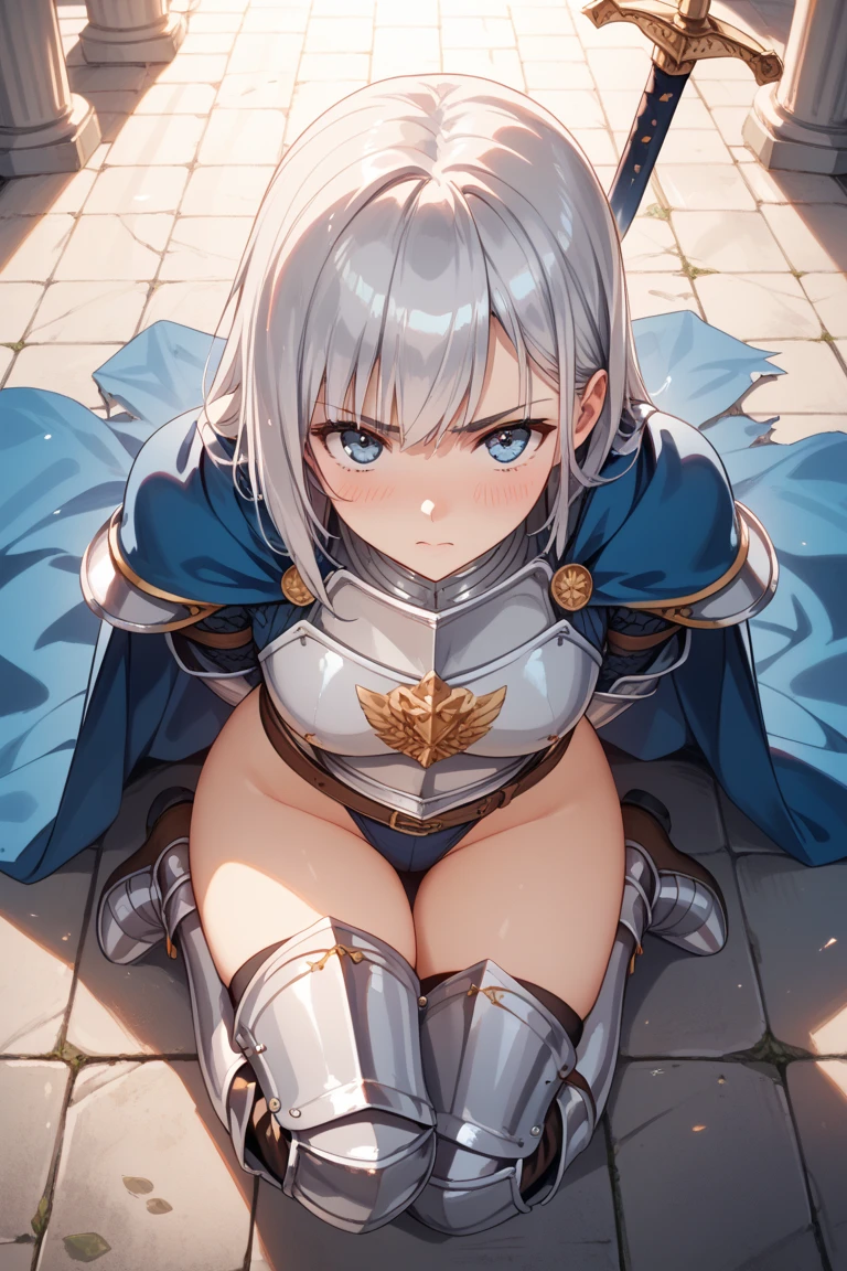 {best quality}, {very aesthetic}, {ultra-detailed}, {best illustration}, masterpiece,(((skirt lift:1.5))),((show off see through micro panties:1.4)),garter belt:1.5,((Holy Knight)), Smooth breastplate, ((Armor made from pink r:1.5))、((((Extremely detailed and intricately decorated armour:1.35)))),Red Cowboy Shot,Smooth udder、Big 、(Golden Ratio,Tabletop, Highest quality, Highest quality, Official Art, beautifully、beautiful:1.2), Very detailed, colorful,Best details,An illustration, Great scene, (Adult,19 years old,One Girl, alone, Final Fantasy 12,Asheria:1.5, Asheria:1.5, Asheria:1.5, Curly Hair, Long Hair,Silver Hair:1.2,Asheria Costume:1.5, Asheria Costume:1.5, mini skirt,Knee socks, Thighs Thighs Thighs Thighs, gem, Blue Belt,Belt number 1),Course of action, A look of contempt ,low angle:1.5, underneath:1.5, squatting, spread legs,