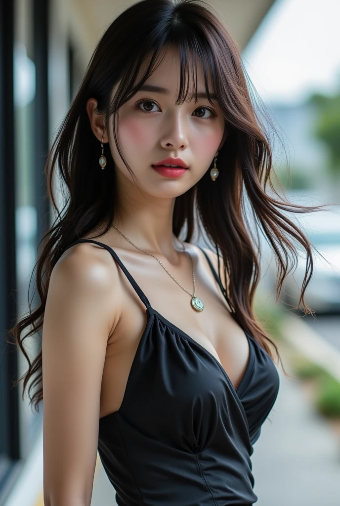 mix4, (8k, RAW photo, best quality, masterpiece: 1.45), (realistic, photorealistic: 1.37), one girl, pale skin, cityscape, night, rain, wet, professional lighting, photons mapping, radiosity, physically based rendering, gradient black hair, gray hair, short curly hair, handsome, girl, black sheer lace(((Deep V-neckline)))slip dress, top quality photo, high res, 1080p, (clear face), (detailed face description), (detailed hand description), (masterpiece), (exquisite CG), extreme light and shadow, disheveled hair, master work, rich details, (fine facial features), (highest quality photo), (masterpiece), (detailed eyes), look in front of you eyes, fine clavicle, ((big breasts, huge areola)),(((areola_slip))),((puffy areolae)),((sideboob)),(underboob),(((collar))),earrings,cleavage,(NSFW:1.3)