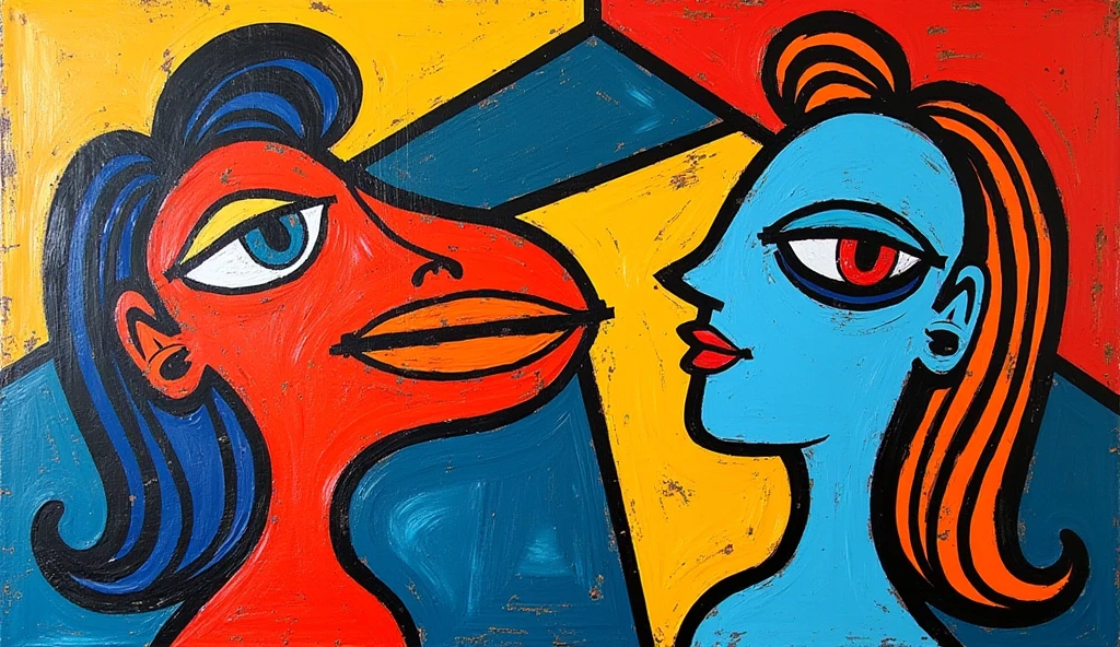 Painting of a man and a woman with a cat and a dog, AO ESTILO DE JOAN MIRO, Directed by: Joan Miro, Directed by: Joan Miro, juan miro, Miro, inspired by Joan Miro, inspirado em Joan Miro, Directed by: Paul Klee, arte moderna, inspirado em Arshile Gorky, Directed by: Arshile Gorky, Pablo Picasso. arte do grafite