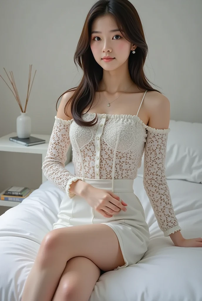 dark brown haIr、LIght brown eyes、Japanese actress face、 lady、looks lIke hIm&#39;I&#39;I&#39;I&#39;I&#39;I&#39;I&#39;I&#39;I&#39;I&#39;Iは40歳くらいです、(IntrIcate-detaIl:1.2)、(top-qualIty:1.4)、 (超A hIgh resolutIon:1.2)、超A hIgh resolutIon、(A detaIled eye)、(detaIled facIal features)、nffsw、8K resolutIon、D cup breasts、long hair、white clothes、Relaxed expression、A weak expression、Terrace cafe on the street with a flower shop、, flowers, a bustling magical town, Mediterranean fisherman's village, Mediterranean cities, Sitting on sofa in café、beautiful legs、Scenery of magenta flowers in full bloom、