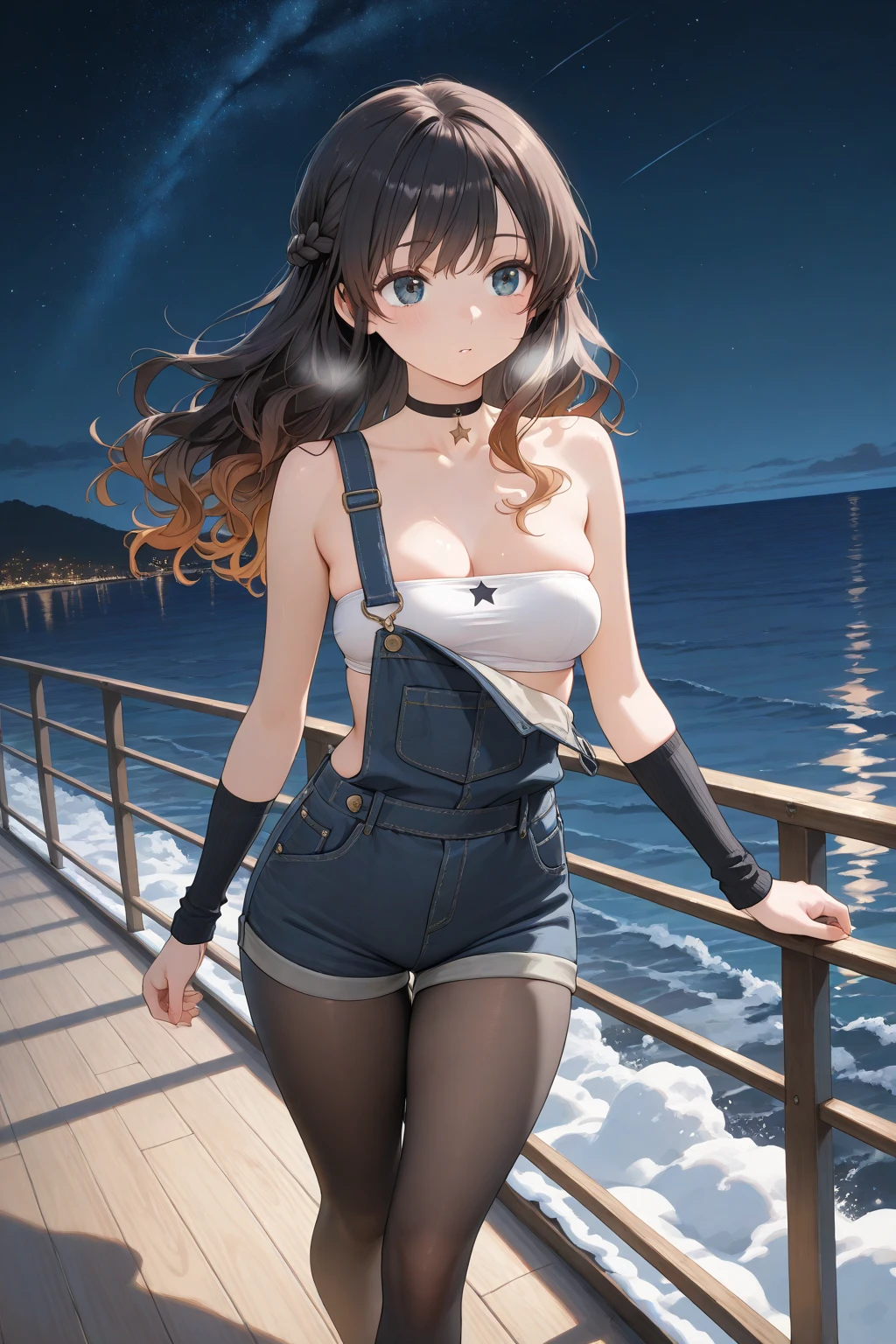 high-level image quality、top-quality、Full limbs、complete fingers、Beautuful Women、1 persons、ssmile、embarassed expression、pony tail hair、swim wears、knee high、Halloween Party、Halloween Cosplay、cinematlic lighting