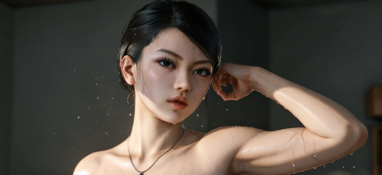 beautiful detailed eyes, beautiful detailed lips, extremely detailed eyes and face, long eyelashes, 1girl, topless, chun-li, large breasts, detailed skin, masterpiece, high quality, photorealistic, 8k, hyper detailed, intricate details, realistic lighting, volumetric fog, vibrant colors, cinematic lighting, dramatic lighting, elegant pose