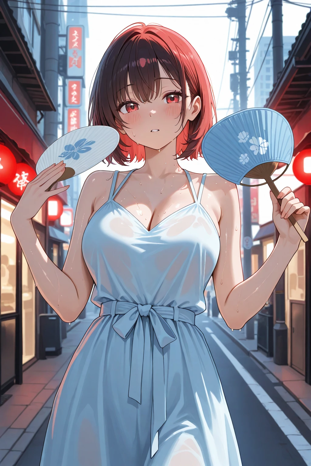 Detailed caricature, Young white girl with black straight hair and crimson eyes, white porcelain leather, body complet, Big breasts with white ball gown, hiquality, High Resolution, 8K, hard disk, (A well-designed body), amazing body, (Super detailed), pretty eyes, ultra detialed, Ultraealista