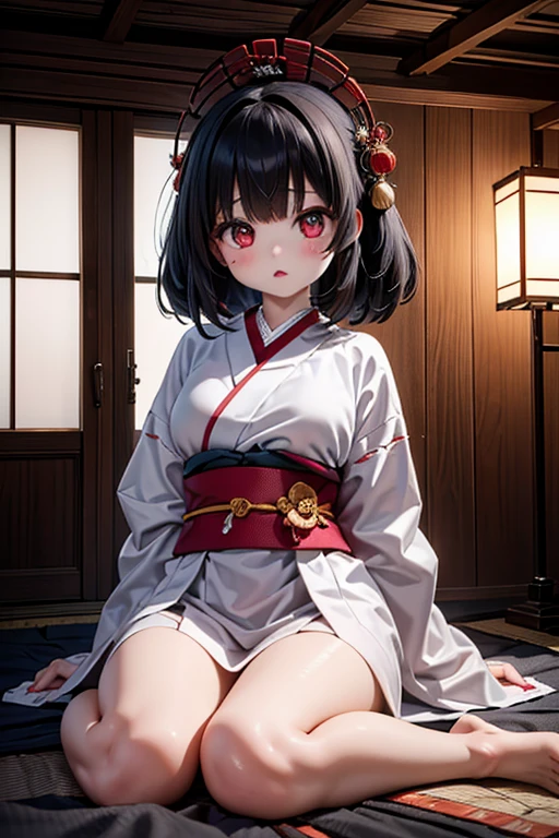 nsfw:1.5、One girl aged 12 Japan、Complete tuning、Long straight black hair that reaches to the buttocks、Medium large beautiful breasts balanced on the left and right、shrine maiden clothe、Praying in the chapel、I'm fainting with my crotch open and continuous and squirting。