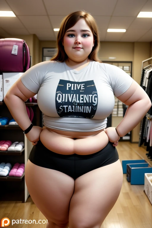(((Very fat)))、Fat belly、masterpiece, Highest quality, figure, Super detailed, In detail, High resolution, 8k wallpaper, Perfect dynamic composition, Beautiful attention to detail, Natural color lip, random and pause, smile, (Gym Room), looking at the camera, 30-year-old woman, Full Body Shot, ((Wear gym wear)),SFW、