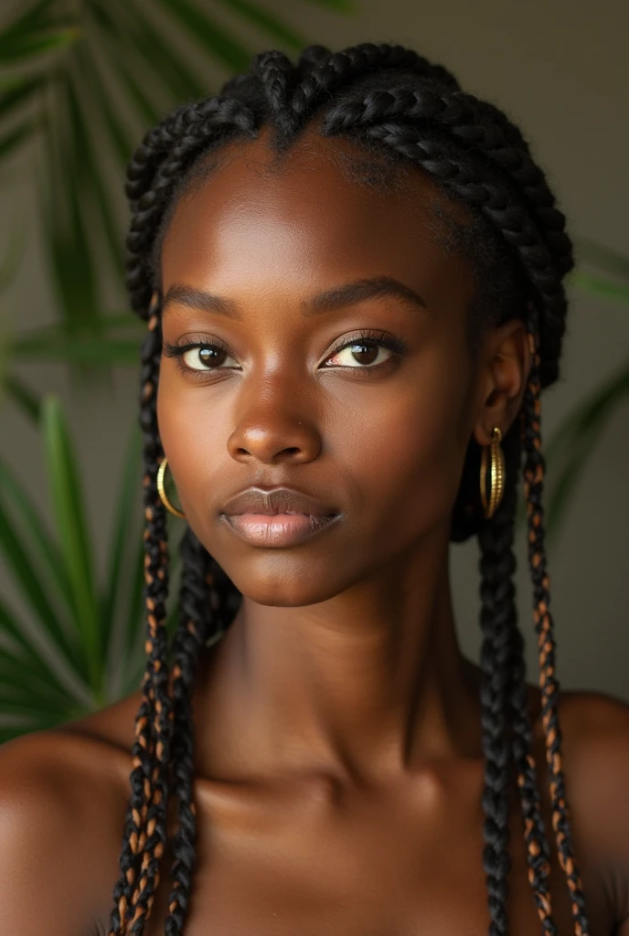 Can I get a beautiful brown skin girl with braids and Bright orange eyes