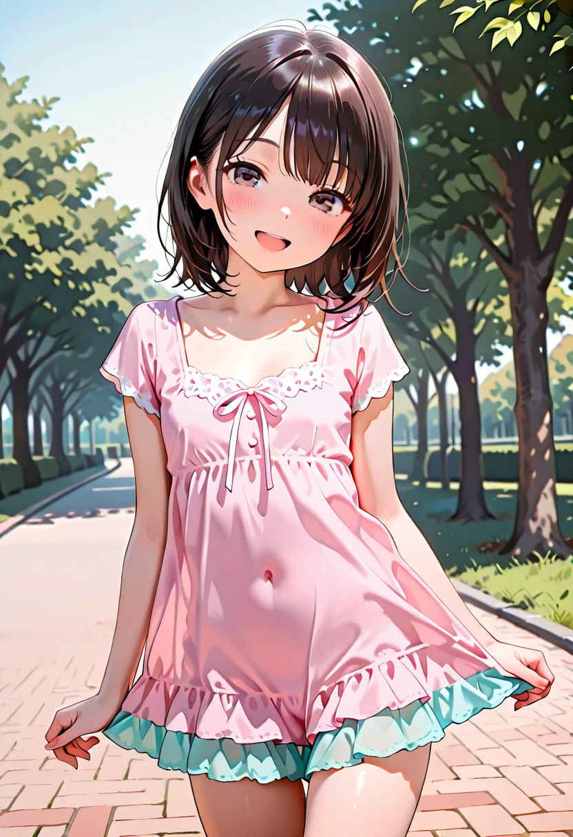 Highest quality, Super Resolution, 8K, (Delicate expression), One beautiful junior high school girl, chibichara, very cute, Cute face, Lustrous brown hair, Pigtails, The perfect human body, She is completely naked, (Small breasts), Small breasts, The nipples and areola are pale pink., Looking up, Embarrassing, She has a man's penis pressed against her cheek, Uncontrollable sexual desire. She shows you her pussy and asshole, I want you to touch my pussy, Begging, Spread your legs wide, Immoral poses, Immoral Eros, Bedroom, On the bed, Make a man crazy, Immature female body, Moist eyes, Tears well up in my eyes, A lewd act only shown to you, She's lustful, Very embarrassed, But it feels good, Her pussy juice is oozing thinly from excitement.