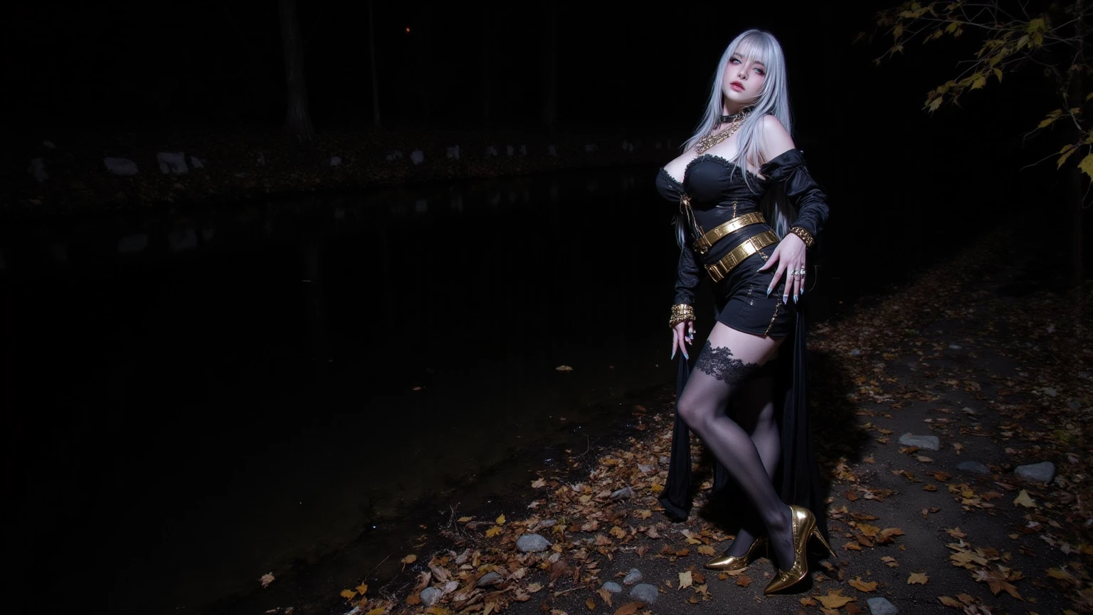 (Best quality at best, 8K, tmasterpiece:1.3)，One hand on the ground, Another guy messed up his hair，sitting at the edge of pool，Dressed in blue，blackstockings，break through the sky，Xiaoxun&#39;er costume，exquisite facial features，Smoky makeup，lipsticks，Girls wearing Hanfu,Anime girl role play，Very beautiful girl，1 plump girl。