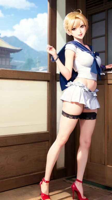 very high definition,very realistic, 8kimage quality, european junior high and high school girls, Beautiful girl with her back turned, both hands grab the handrail,Stooping posture,Turning the buttocks,blonde, Butt is the main character, back view, short hair, small breasts, beautiful feet, slimming, the whole body is very wet, open your mouth as wide as possible, stick out tongue, Excited look, hair is very messy, the whole body is wet, wearing a sailor suit, Wearing a skirt, Her skirt is flipped up and her white underwear is clearly visible., My underwear is a little curled up, underwear is very transparent, all clothes are wet, The sailor suit is see-through, The setting is the terrace of a European castle.,The time is midnight,The moonlight shines through the darkness and a person is reflected.,