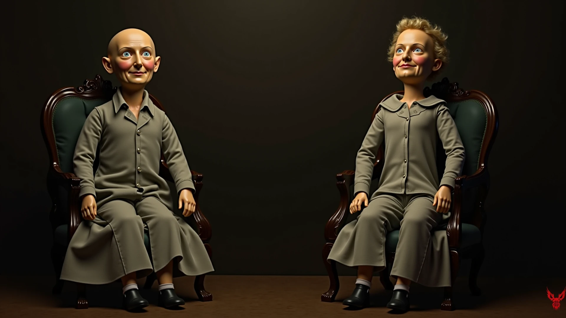 a hyper-realistic surreal nonsense man and woman with a peculiar bizarre nonsense where the head is glued to the feet