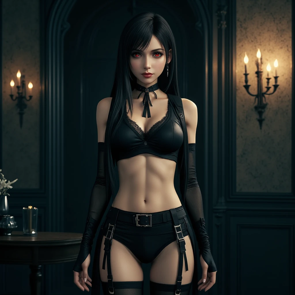 A girl in a goth fashion, wearing fishnet stockings, black lipstick, fair skin, black top, dolphin shorts, school scenario, cinematic, (best quality,4k,8k,highres,masterpiece:1.2),ultra-detailed,(realistic,photorealistic,photo-realistic:1.37), chiaroscuro lighting, soft focus 