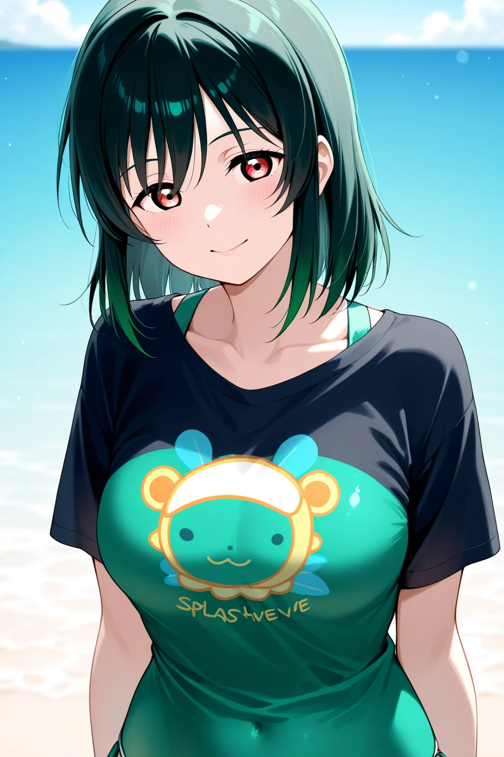 masterpiece, best quality, <lora:HecatiaLapislazuli:1>, <lora:comiclo:1>,1girl, solo, blue eyes, blue hair, hair ornament, hair flower, flower, swimsuit, navel, blush, planet, clothes writing, earth (planet), breasts, drinking straw, jewelry, earrings, drink, polos crown, looking at viewer, meme attire, cup, earth (ornament), o-ring, drinking glass, short hair, heart, choker, moon (ornament), embarrassed