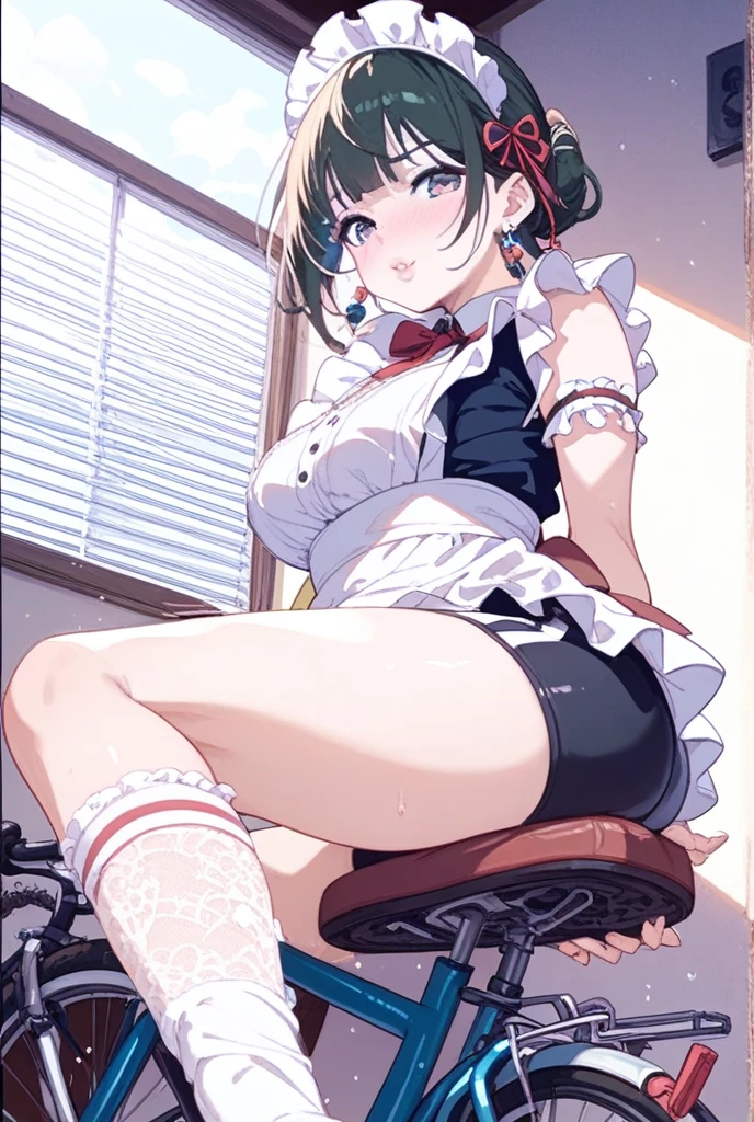 {lady with shoulder-length black hair named Rico}, business suits,tall,''short hair,lovestruck,grossy lips, (It feels like saying Hello, daytime hours), indoor,{going out style}, ((Heart-shaped choker) ), (office room), Bright background,purple eyes, Mole under the eye, Heart-shaped purpils, ((Masterpiece)), Highly detailed CG Unity 8k wallpaper), Top quality,, Detailed background, beautifully detailed eyes, heart shaped pupils,hollow eyes, looking at viewer,(very delicate and beautiful)), ((beautiful) eyes (detailed description),extra large breasts, ,floating heart,sadistic smile,growing eyes,try to show me legs,sitting on chair,black lace,shirts,earring,from ,stick out ass,tight skirt,thighhigh,put hands on skirt,glowing eyes,,garter,no sleeve,summer sweater,masterpiece,turtleneck,upper body,from below,footjob