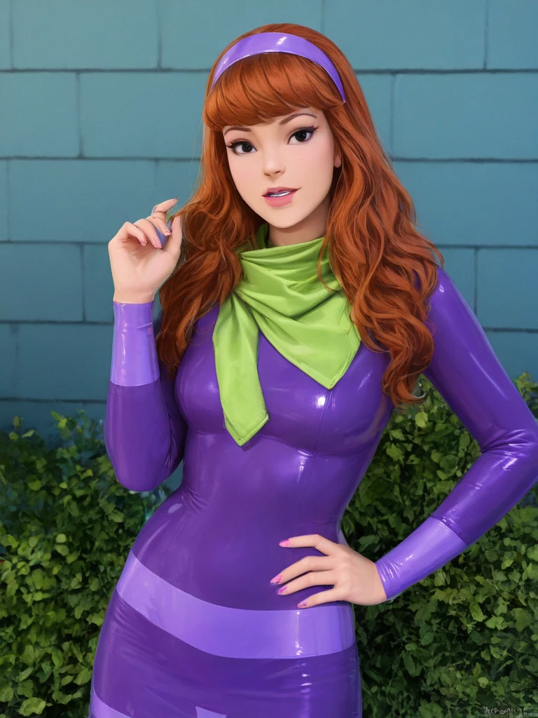 absurdres, mary jane watson, upper body, yellow sweater with purple turtleneck 