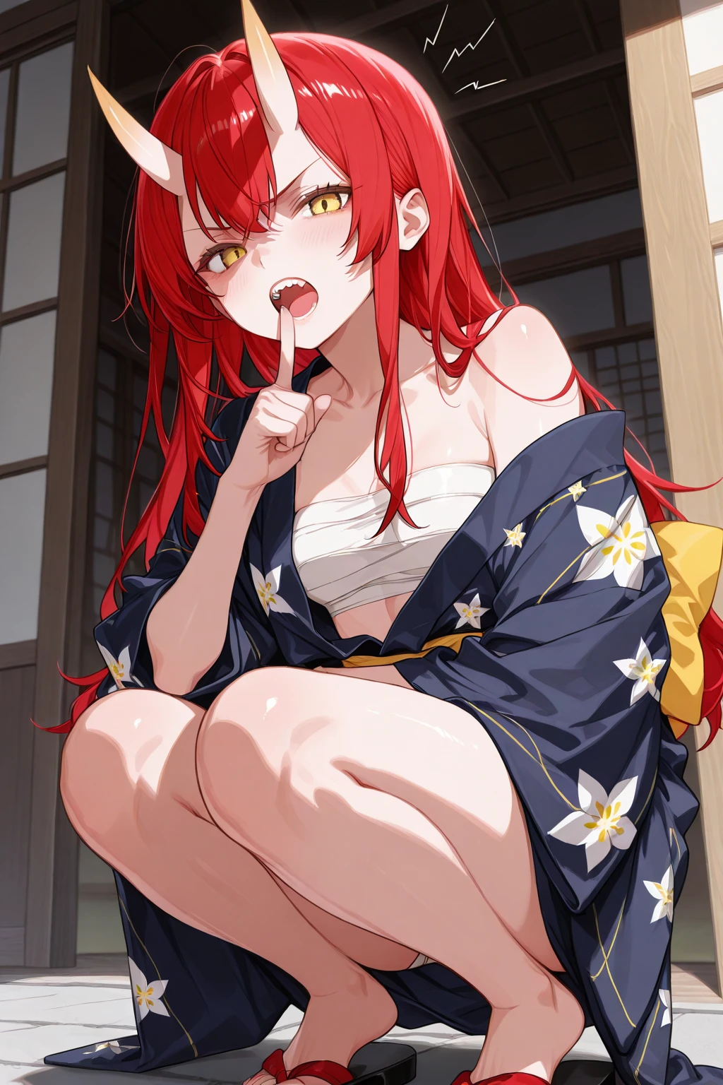 NSFW,Ellis Greyrat、Ahoge、Eye hair、Long Hair、(Red Eye:1.5)、Red hair、Side Lock,naked,Long coat,(Small breasts:1.2),(Perfect hands),(Perfect Anatomy),(masterpiece),(highest quality),Embarrassed,blush,Aroused expression,Night Park,Shade
