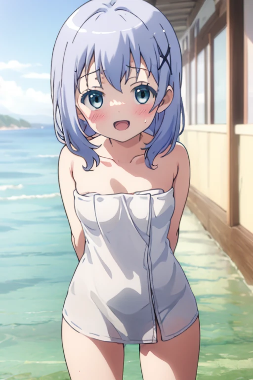 ((32k)), ((best quality)), ((ultra high res)), ((HDR)), ((UHD)), ((extremely detailed CG)), ((unity 32k wallpaper)), (((14 years old))), ((multicolored hair)), purple eyes, (((White competitive swimsuit))), (beach background), ((((embarrassed)))), (((wet body))), (((wet hair))), ((peer in from below)), (((cowboy shot))), (maid), (Maid clothes), (maid apron), 