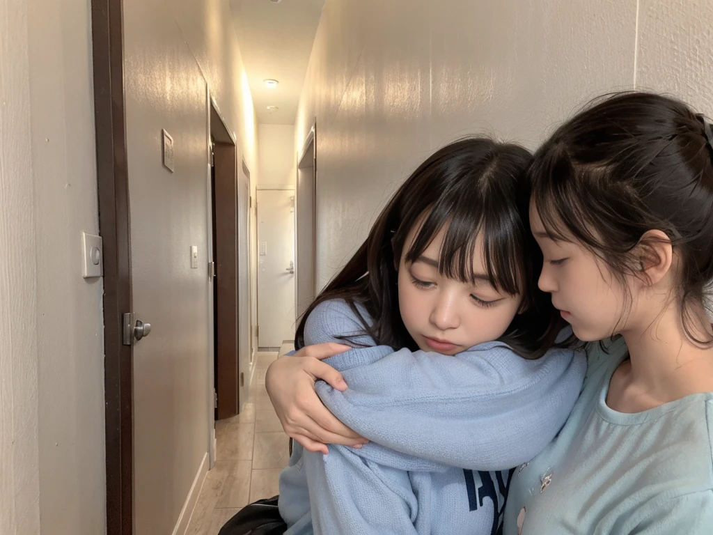 a mother is company with her kid doing homework. they're looking down at the textbook. 8k super realistic