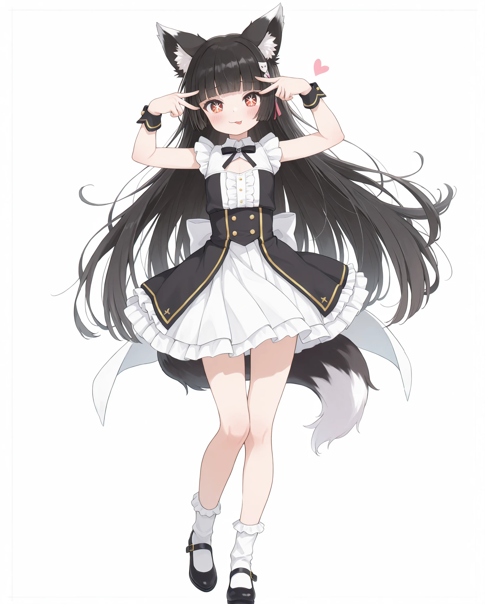 ,1girl,solo,Children,anime girl,Short Girls,little girl,fox ear,fox earをつけたlittle girl,little girl, girl , Cute Cute Girl,,(flat chest1:6),flat chest,,beautiful face,long lashes,,hime cut black super long hair,princess cut black hair,,Blush。ultra-detailed face,beautiful fine eyes,anime style,4k,High Definition,high resolution,8K,crisp quality,professional quality,best quality,a masterpiece portrait of a woman with ultra detailed features, in 8K resolution, with crisp quality and vibrant colors,,4k,High Definition,high resolution,8K,crisp quality,professional quality,best quality,male focus,tom girl,feminine boy,otoko no ko , otokonoko , trap,:3,;3,,full body,,looking at viewer,from front, front view,shy, bashful,,pinup, black and white fox tail,wind, aihoshinopose, double v, tongue out,idol costume,