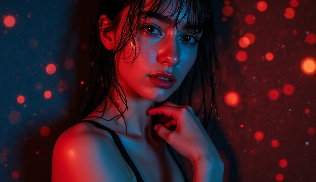 South Indian girl Best quality, masterpiece, ultra high res, (photorealistic:1.4), raw photo, 1girl,
wet hair, wet body, water drop on the skin, directed by shane mcmellen, in the style of neon-lit pop art, photo taken with ektachrome, distorted portraiture, surreal sculpture, gothic dark and moody tones, softbox lighting, instax film
crying background sea