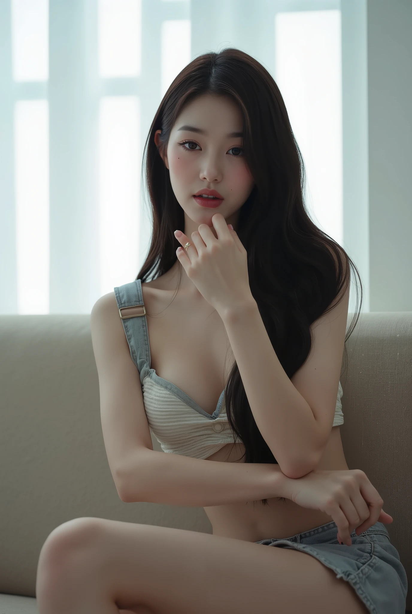 masterpiece、top-quality、realisitic、(A hyper-realistic), (illustratio), (hight resolution), (8K), (ighly detailed), (The best illustrations), (beatiful detailed eyes), (top-quality),( A smile)、 (ultra-detailliert), (masterpiece), (wall-paper), (详细的脸) 、Lightly open your mouth、()、A smile,(Armpit),( A smile),Plump,独奏,Luxury bedroom、(Wearing a silk plunged open shirt), full of sweat, japanes, (camel's toe)、(big huge breast)、爆乳、Simple living room, well-groomed white teeth、Ultimate Beauty、full of sweat、cleavage of the breast、Navel、Armpit、Beautiful and beautiful female hands、Brown eyebrows、Seductive look、Beautiful Kubire、sexy panties、Angel Lip、mekosji、teens girl、Armpit、length hair、s ass、Perfect fingers、abdominals、Lightly open your mouth、profetional lighting、Empty room、tre anatomically correct、