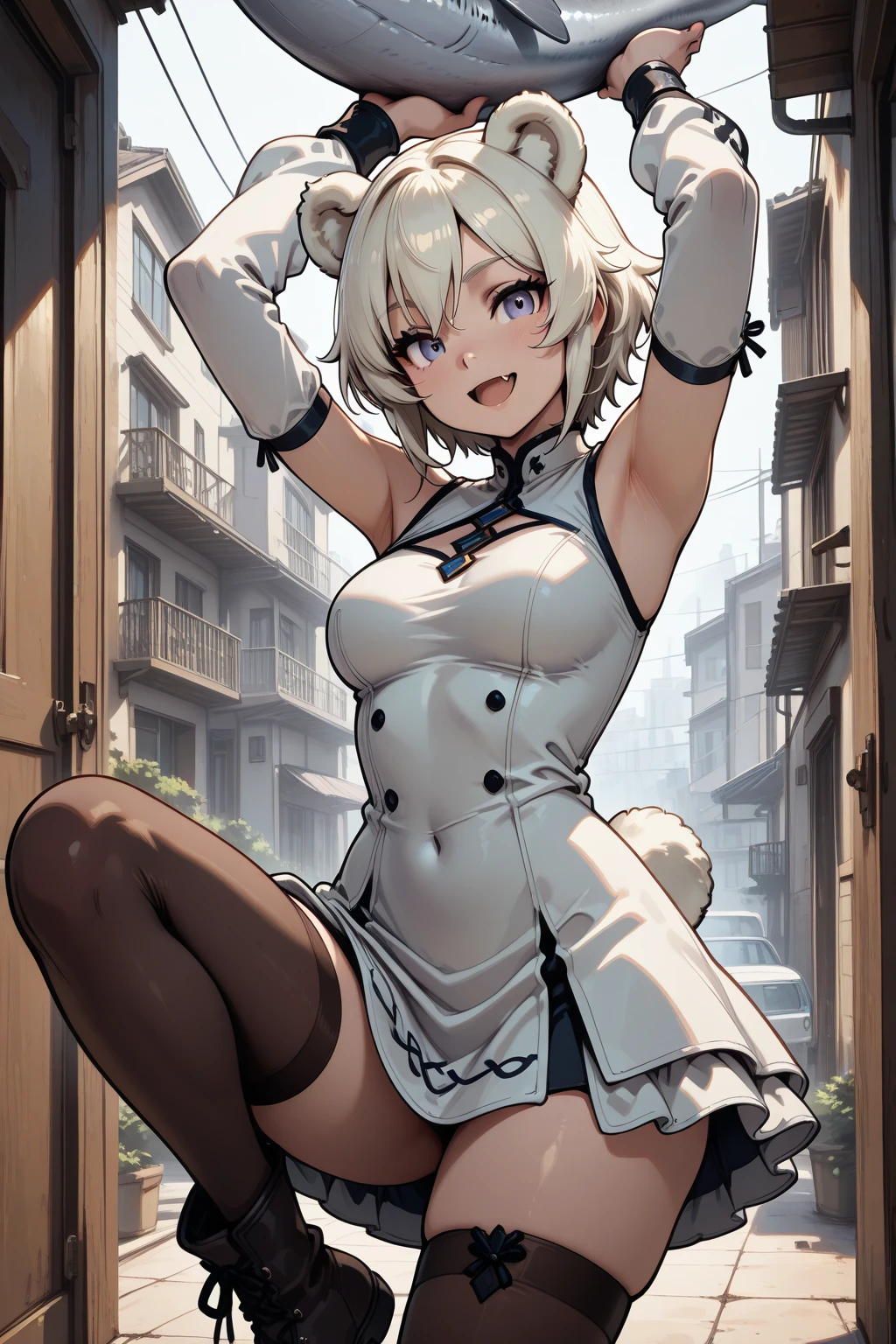 Iooiklas,Platinum platinum blonde hair,Twin tails, hair ornaments, White Dress, Black knee socks,
Removable sleeves,Complex eyes,Beautiful fine details,Symmetrical eyes,Big eyes:1.5,
(((dark skin,dark_skin,lustrous skin:1.5,bright skin: 1.5,
skin tanned,shiny skin,very shiny skin,Shiny body,plastic glitter
skin,exaggerated shiny skin,illuminated skin))),
(,Detailed body,(Detailed face)), cute,Lewd,erotic,Bold,
Revealing clothing,show skin,(((Sexy aqua fur coat, Aqua fur coat outfit,
wearing a Ice Dress:1.3,aqua 冬 coat))), ((Ice Dress,elegant Ice Dress)),
(White gloves,White clothes,(((Complex outfit,Complicated clothes,Embroidered costume,Glamorous costumes,Embroidered clothes,
Glamorous clothing))),skinsuit, Bodysuits, pantyhose,
High resolution,Sharp focus,(Super detailed,Very detailed),(Very detailed CG unity 8k wallpaper),
(((Vibrant colors))),
smile, Open your mouth,Seductive eyes,