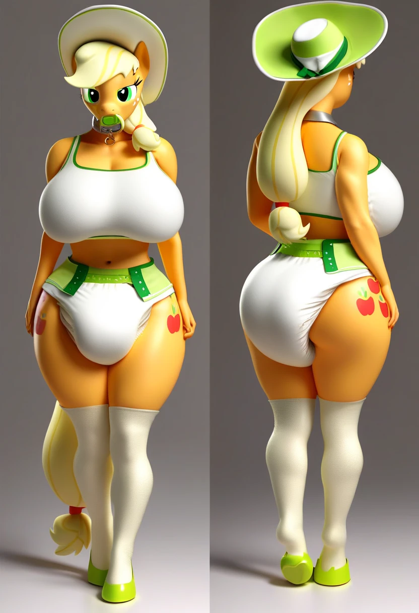 Anime woman, 3d rendering, front and back, same person, big breasts, wide hips, thick thighs, (tribal clothing) , amazon woman, barefoot, anklet, (tanned skin) braided hair