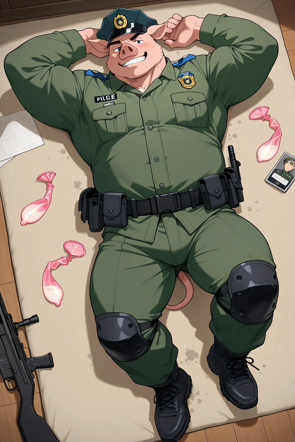 1 furry, (a big powerful godzilla guard, daddy, very detailed scales, sitting inside a bathroom stall, ?????? face, huffing, grunting:1.19), male, soft light, (photorrealistic rendering, detailed ferocious face, wearing black swat gear, detailed clothing textures, close focus on boots:1.21), solo, wearing black tactical boots, (photographic masterpiece, accurate long ?????????, erection, very detailed tactical boots, very oversized boots:1.61), (???????????? furiously, jerking off with both hands, ??????, cumshot, erection, big balls:1.51), hyperrealistic, (photographic lighting, piercing eyes, sitting on a toilet, wearing tactical gloves, focus on fully clothed:1.43), (full view from floor, detailed boot leather texture:1.32), security guard, officer, hyper muscular
