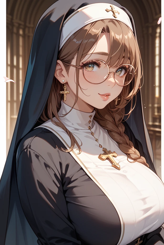 Short haired girl, beautiful and sweet face, Japanese or Indonesian ethnicity, sitting position and opening your thighs (straddle), wear clear glasses, in , long skirt, white panties, thin, pussy (vagina & clitoris) Pink, location in the library.